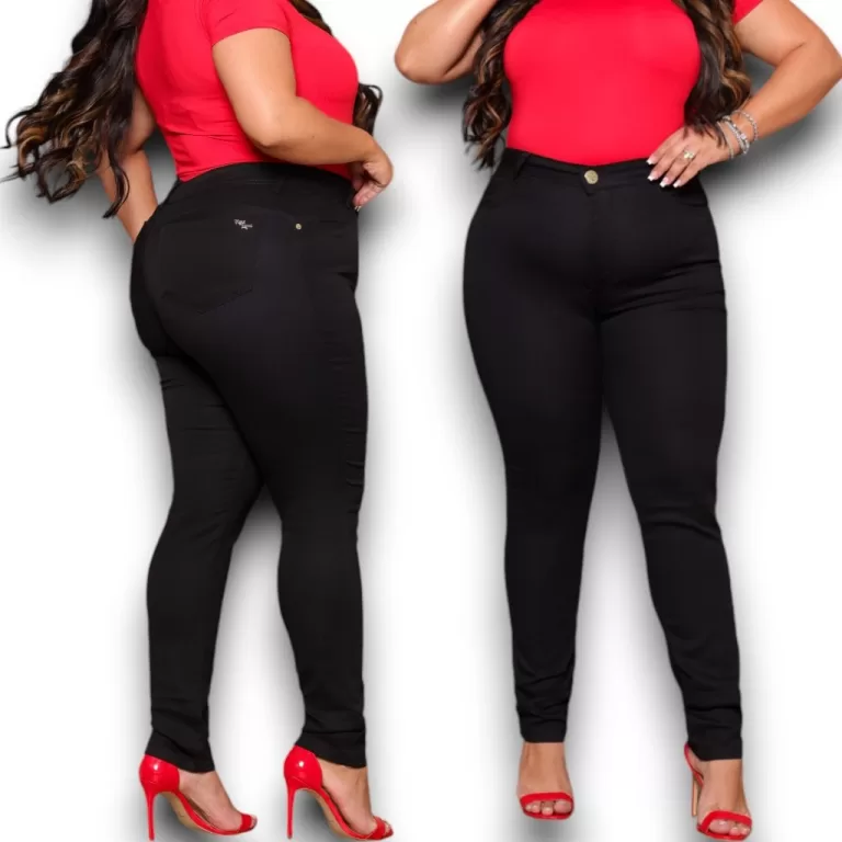 Calça Feminina Plus Size Cintura Alta Com Lycra S