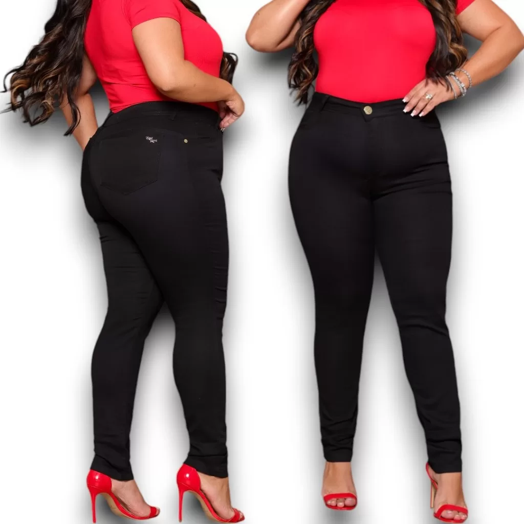 Calça Jeans Feminina Plus Size 48 ao 54 Cintura Alta Empina Bumbum Modeladora Com Lycra