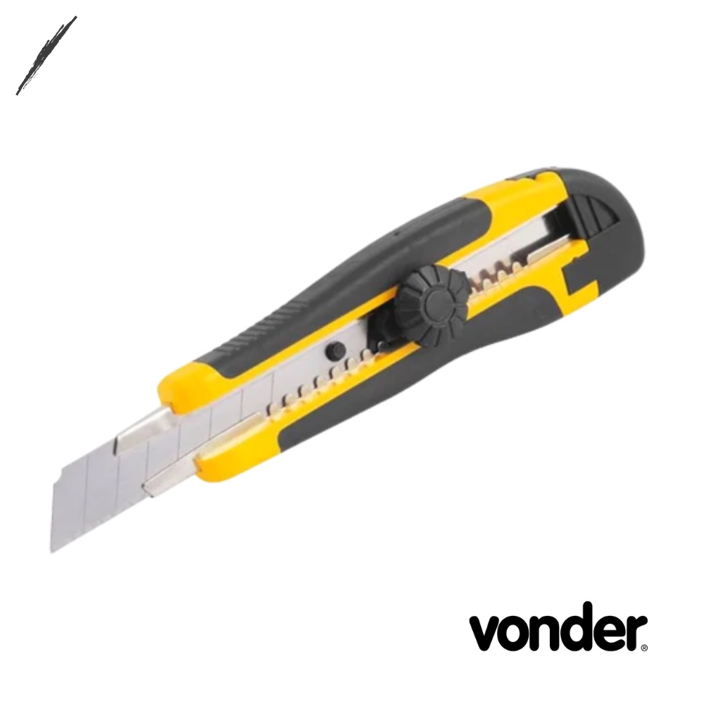 Estilete Profissional e caseiro Emborrachado 18mm Vonder corta caixa papel