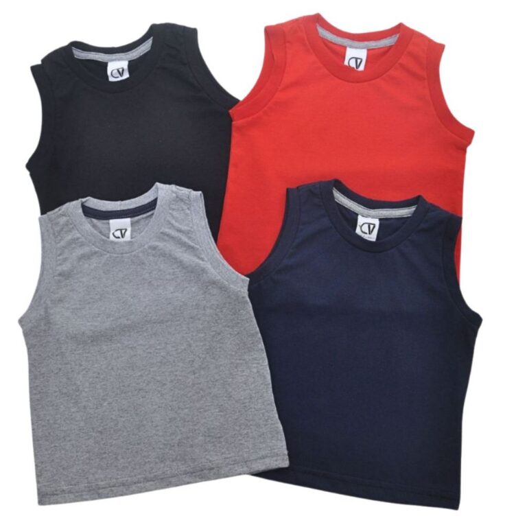 4 Camisetas Regatas Infantil Bebê Coloridas M G G