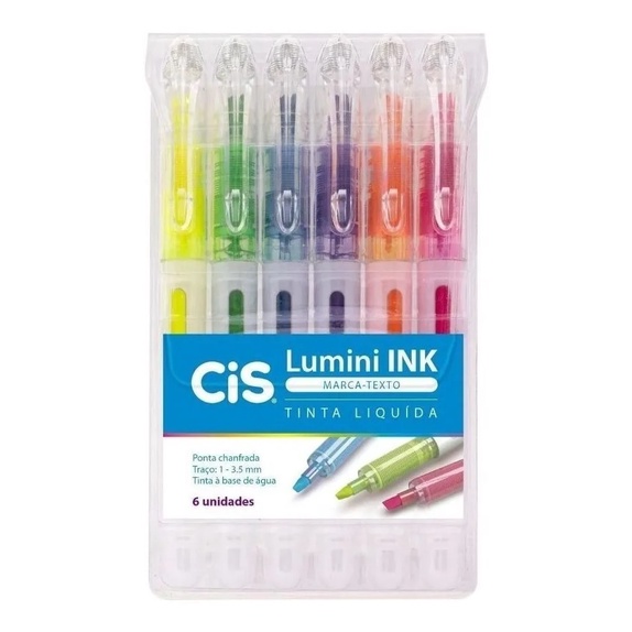 Marca Texto Lumini Ink Estojo com 6 Cores – 