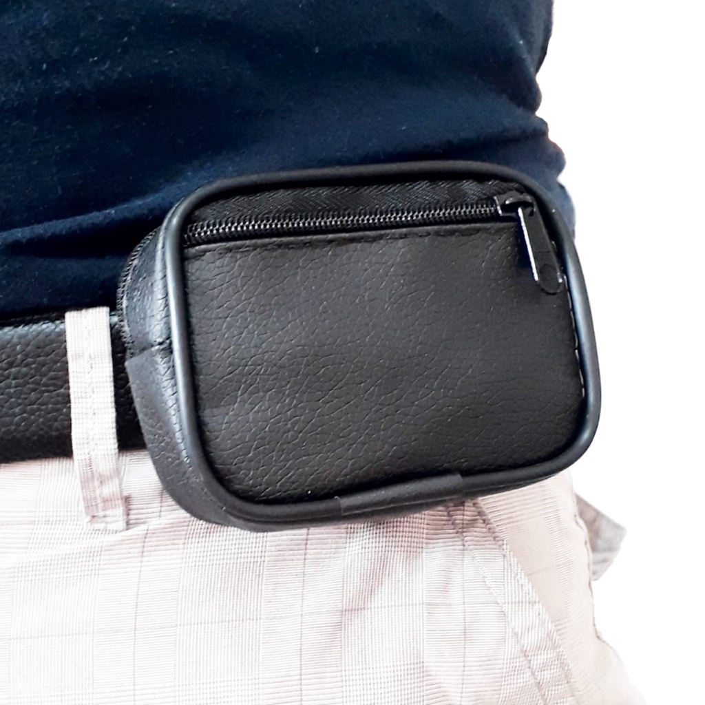 Porta moedas cédulas de prende no cinto material sintético preto