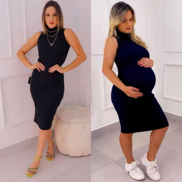 Vestido Ribana para Grávida Gola Alta Cavado Gest