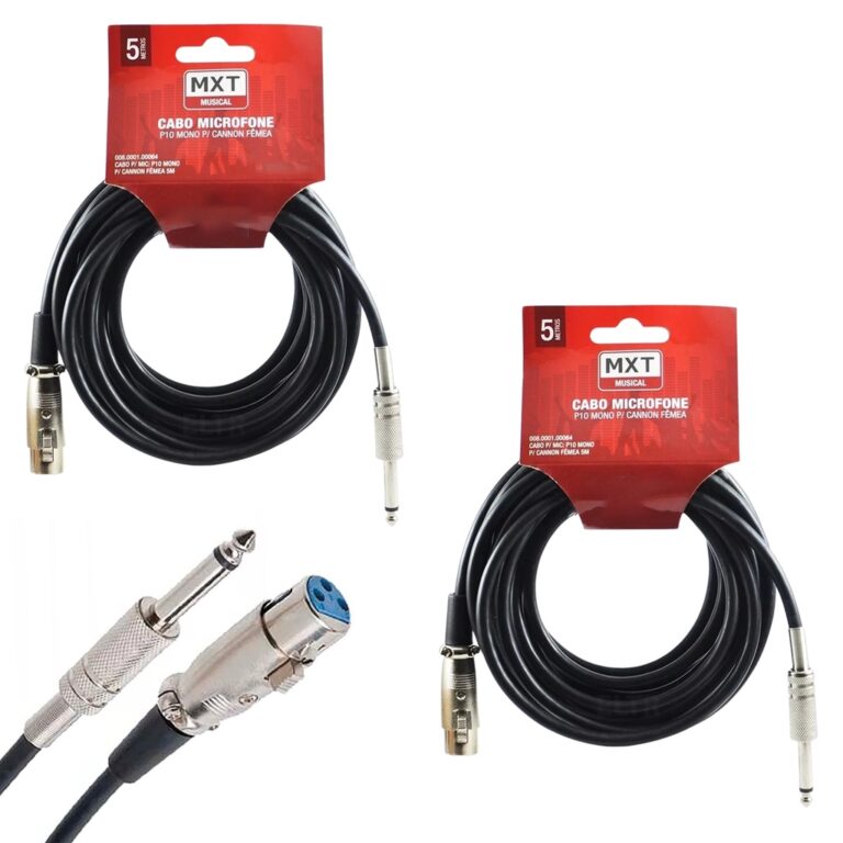 Kit 2 Cabo Microfone Xlr Canon P10 Mono Violão 5m