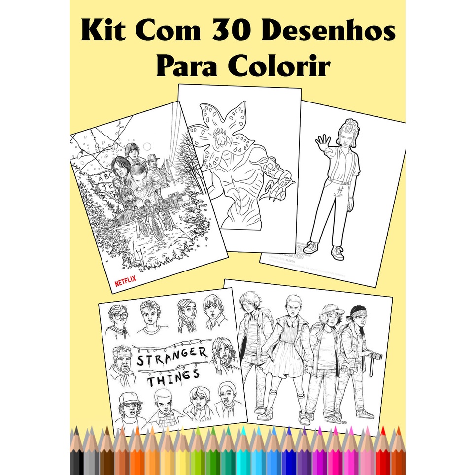 30 Desenhos Para Colorir Stranger Things Tamanho A4