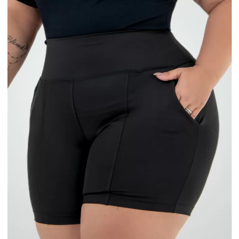 Shorts Plus Size Feminino Cintura Alta Com Bolso G
