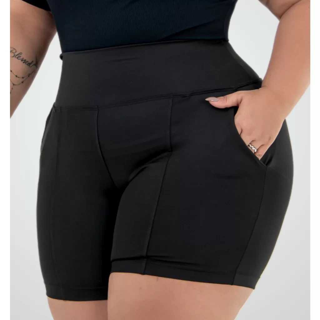 Shorts Plus Size Feminino Cintura Alta Com Bolso GG ao G4