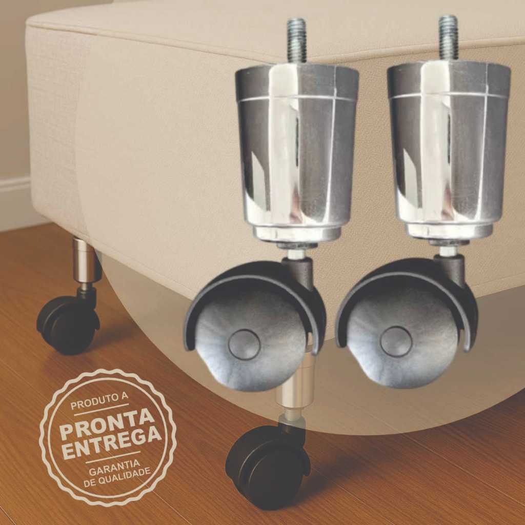 Kit 2 Pe Rodinha Cromado Cama Box Casal  Solteiro