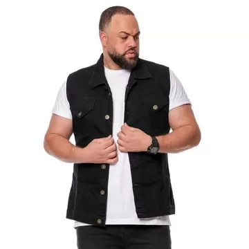 Colete jens tamanho grande plus size masculino peq