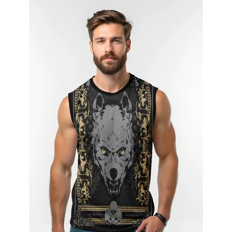 Camiseta Dry Fit Masculina UV 50+ Lobo Cinza Estam