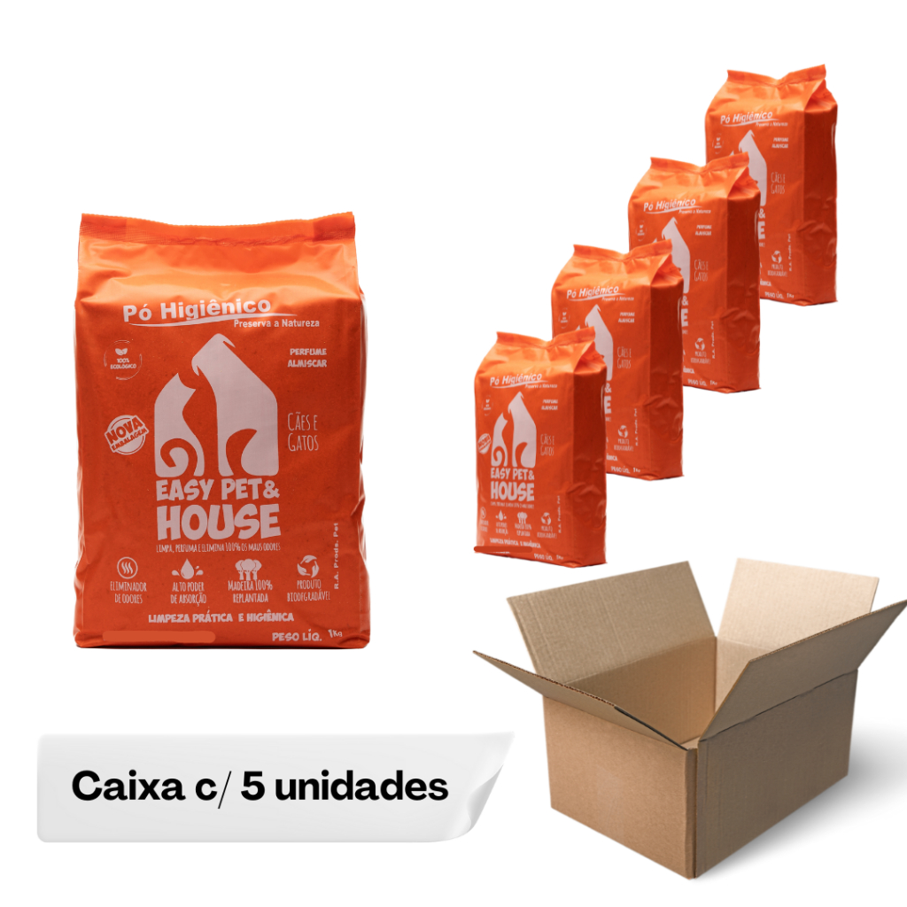CX c 5 Pó Higiênico EASY PET – Limpeza à Seco e Eliminador de Odores