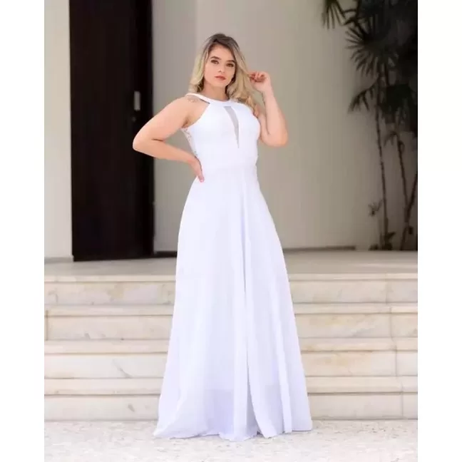 Vestido de Noiva detalhe Ilusão com Decote V na F