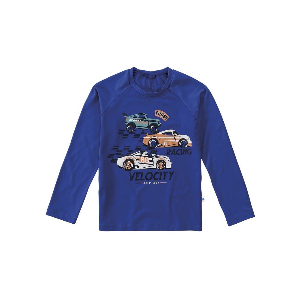 Blusa com Proteção UV Infantil Verão Azul Racing Malwee Conforto Tamanho 2