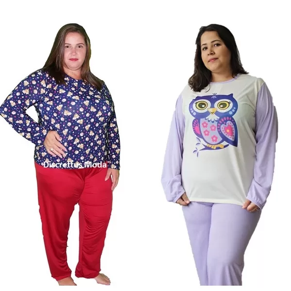 Kit 10 Conjunto Pijama Malha / Liganete Plus Size 