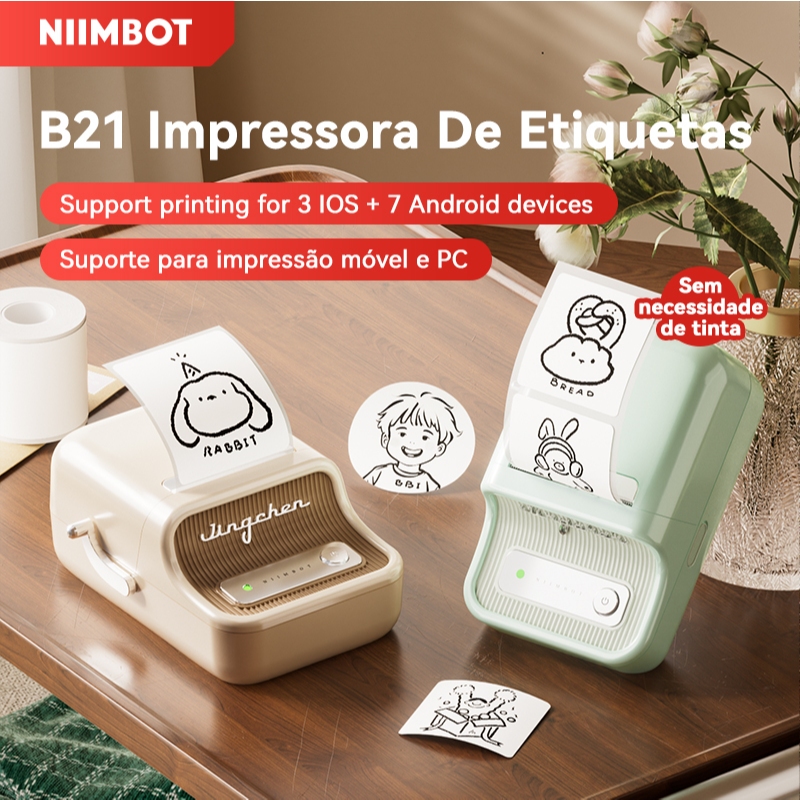 Niimbot B21/B1/B21Pro Impressora Portátil de Etiquetas Bluetooth Térmica Criadora de Etiquetas Adesi