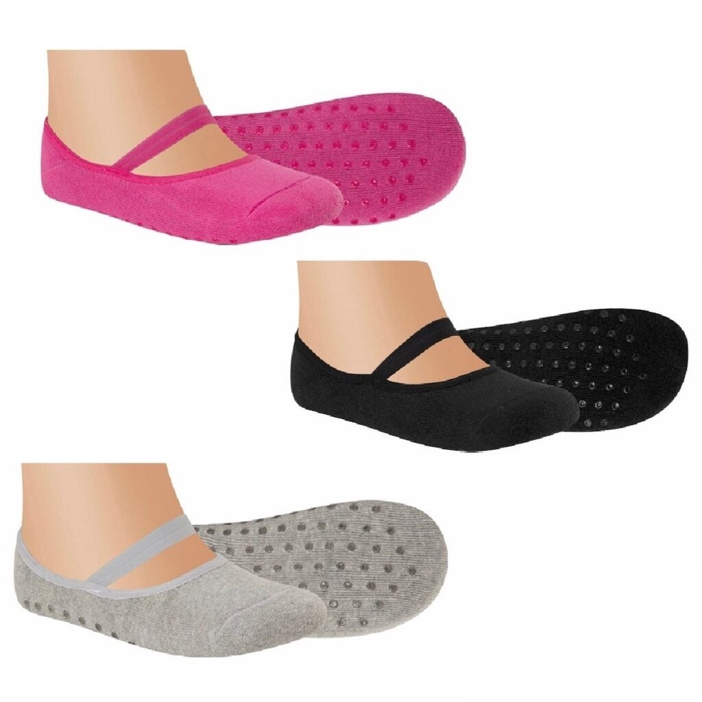 Par de Meia Sapatilha Pilates, Ballet, Fitness, Yoga Antiderrapante Adulto Algodão