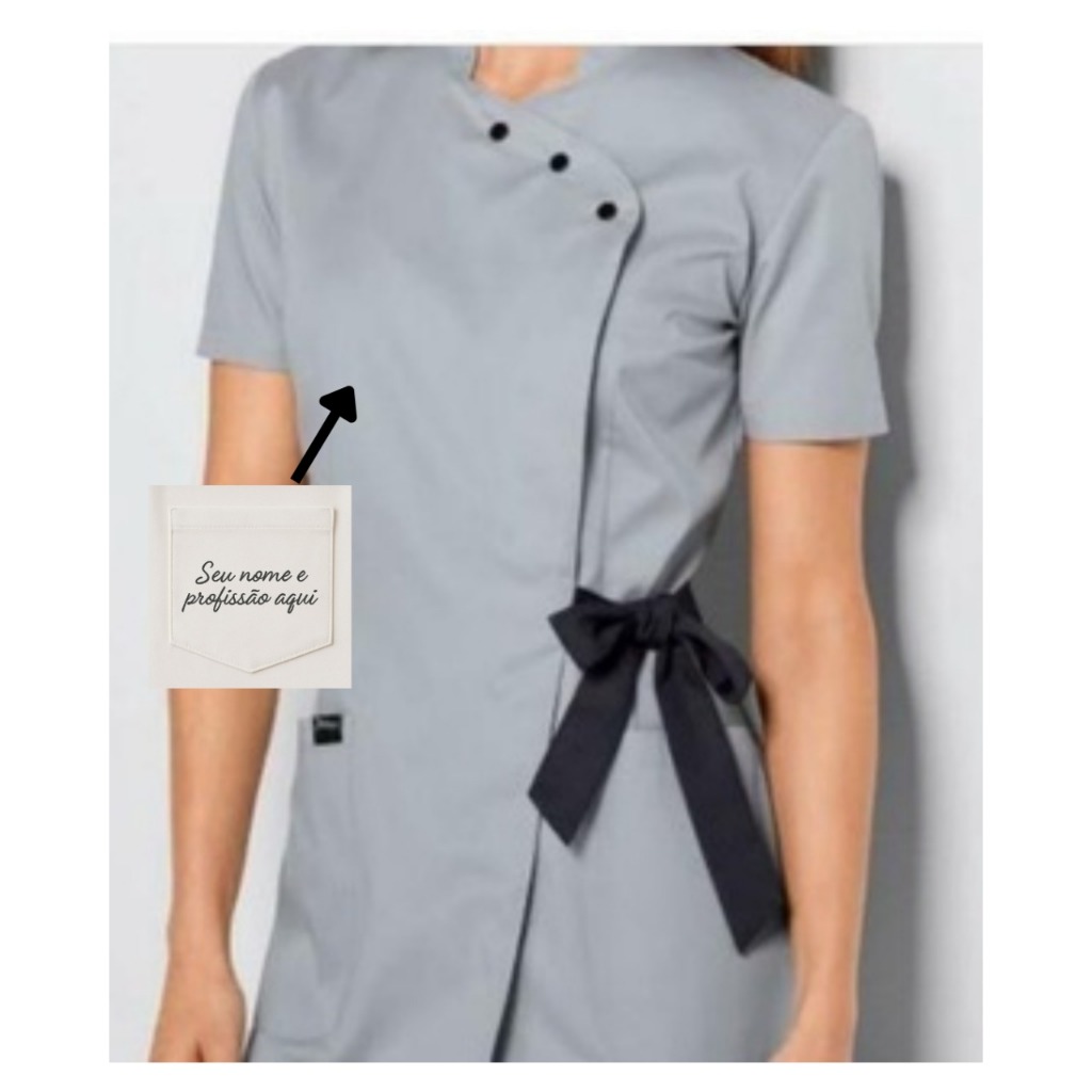 Jaleco com Laço lateral + BORDADO NOME E PROFISSÃO INCLUSO