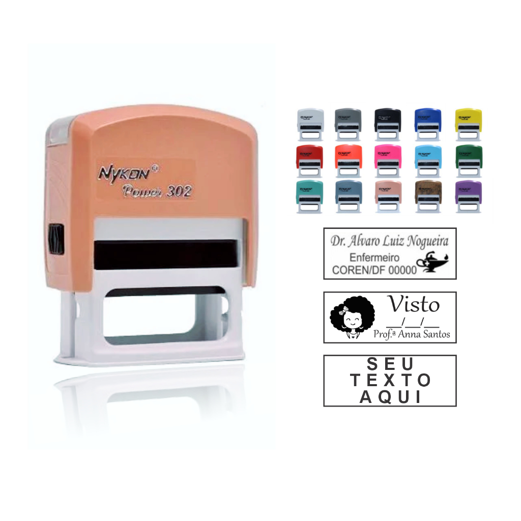 Carimbo Automático Personalizado com seus dados Profissionais Modelo Nykon 302