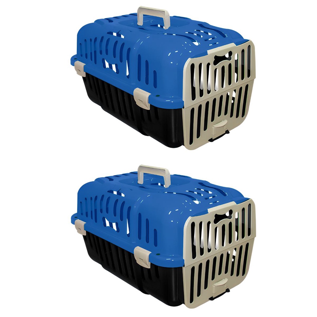 Kit 02 Caixas de Transporte p/ Pets Pequeno Porte N1 (Azul)