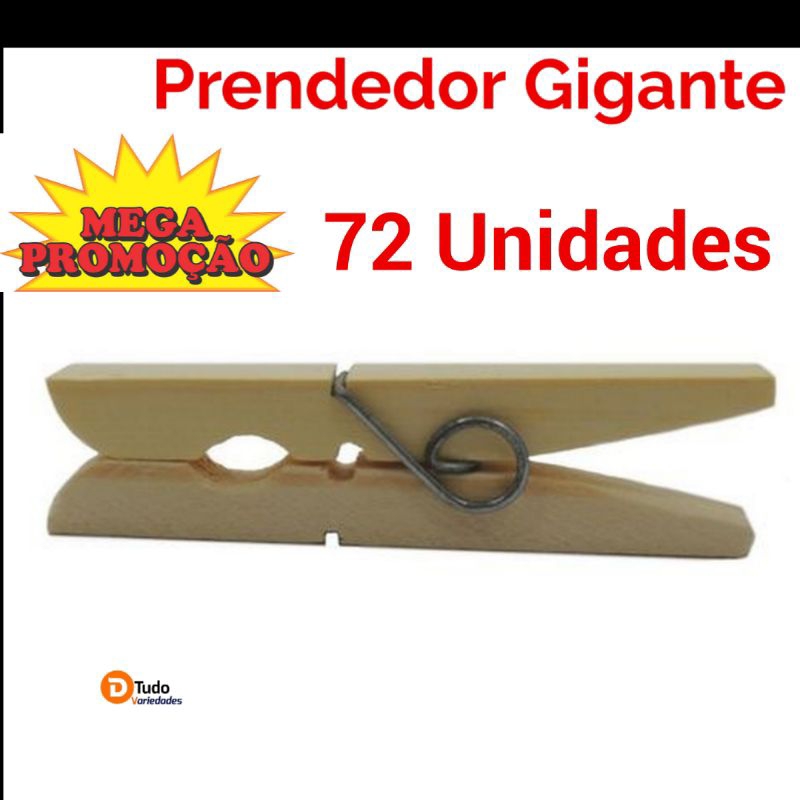 72 Unidades Prendedor Gigante, Madeira, Tamanho Grande