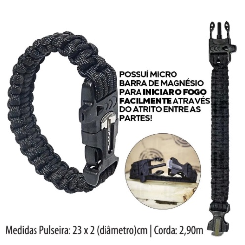 pulseira Paracord com Apito Pulseira Militar Táti