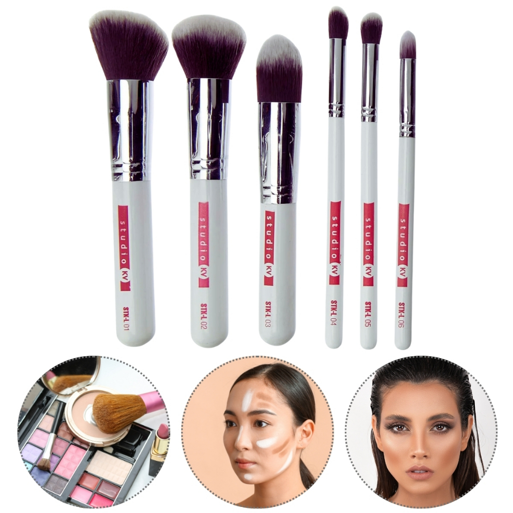 Kit Pincel Maquiagem Profissional Essential Studio Kv C/6pçs