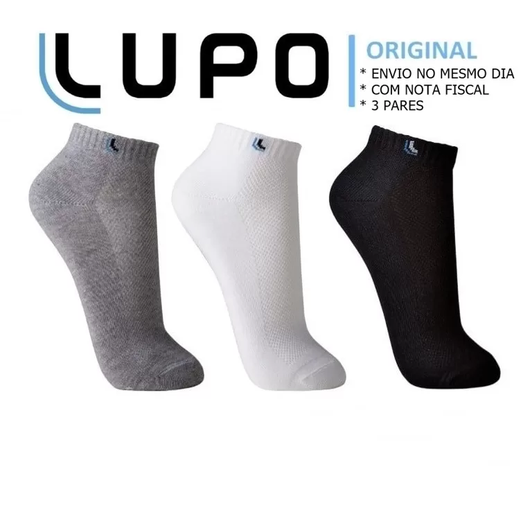 Kit com 3 Pares de Meias Cano Curto Lupo Unissex D