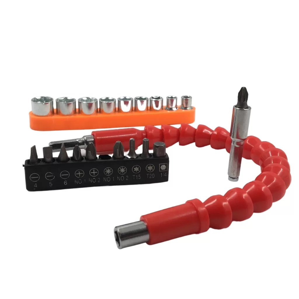 Jogo Soquete Sextavado + 10 Bits + Eixo Extensor + Canhão Magnético