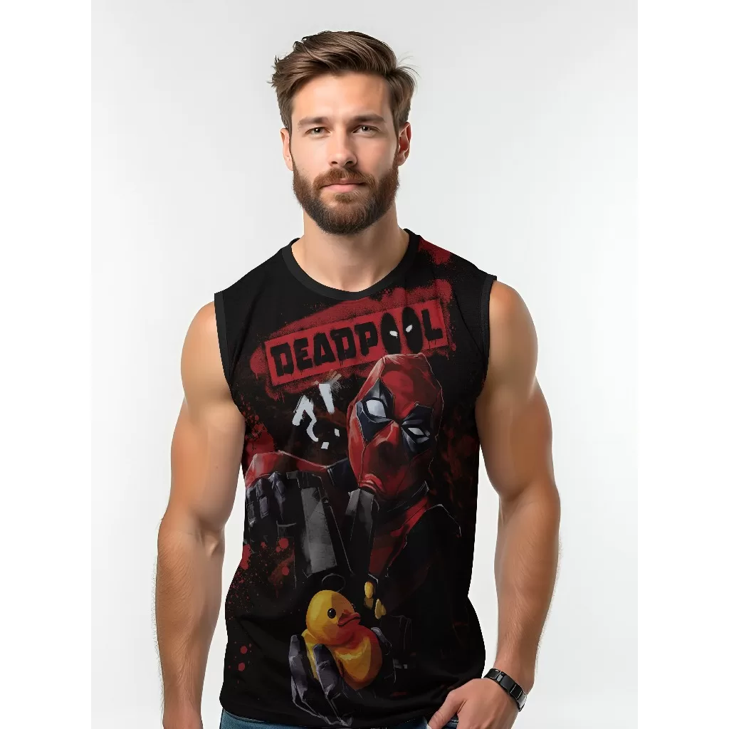 Camiseta Dry Fit Masculina UV 50+ Deadpool Patinho Estampada Academia Corrida Treino Casual