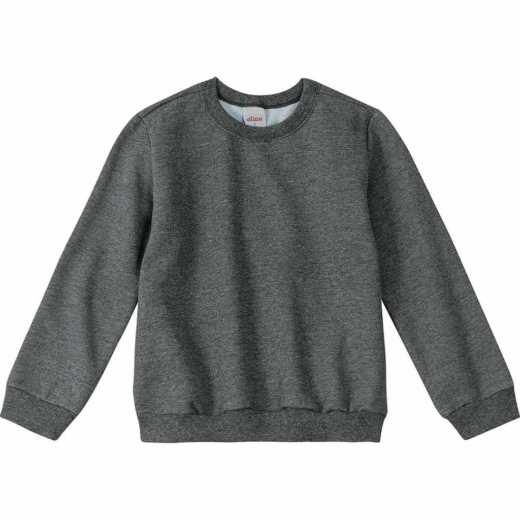 Blusão Infantil Flanelada Quentinha Cinza Escuro Elian Algodão Escola