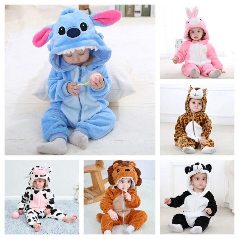 Bebê Kigurumi Leão Vaca Coelho Tigre Dos Desenho