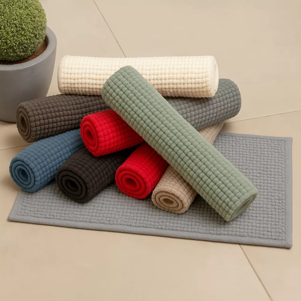 Tapete de Banheiro Microfibra Bolinha Antiderrapante Macarrão Saida Box Lavavel a Maquina