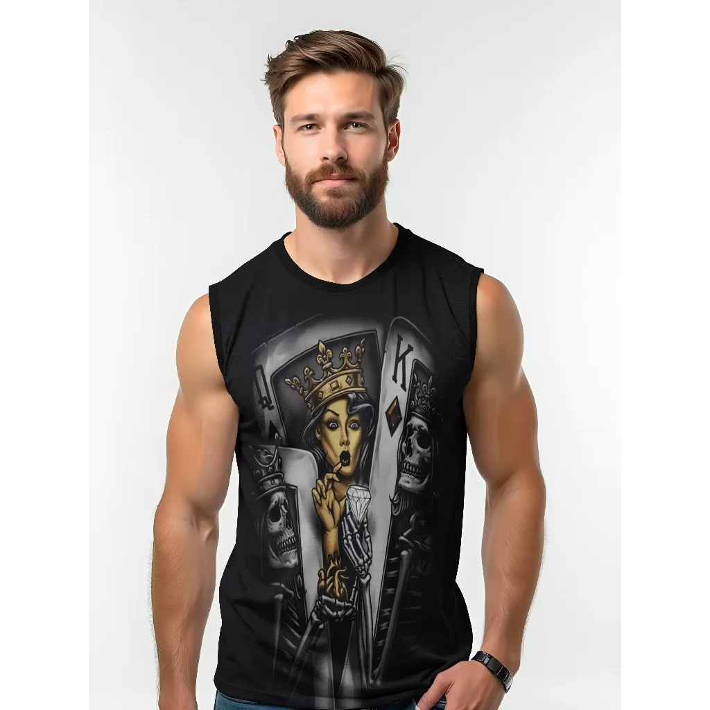 Camiseta Dry Fit Masculina UV 50+ Reis e Rainha Estampada Academia Corrida Treino Casual