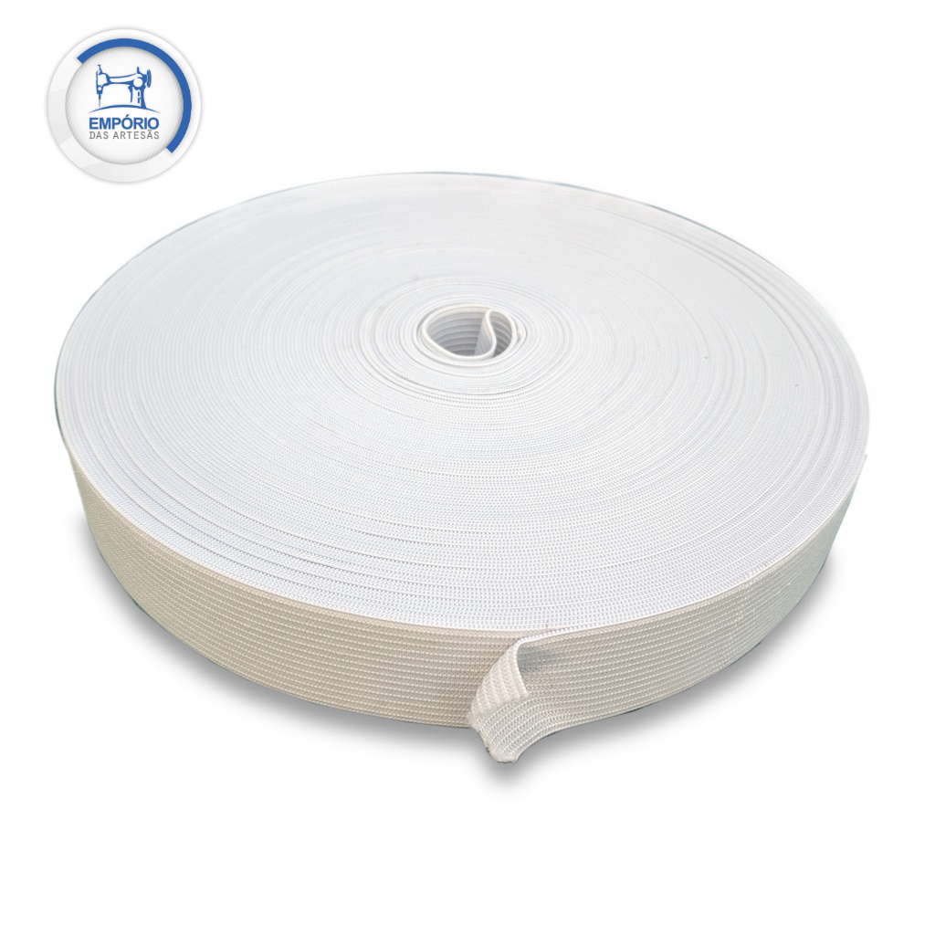 Elástico Chato 20mm (2cm) – Preto/Branco – 25mts