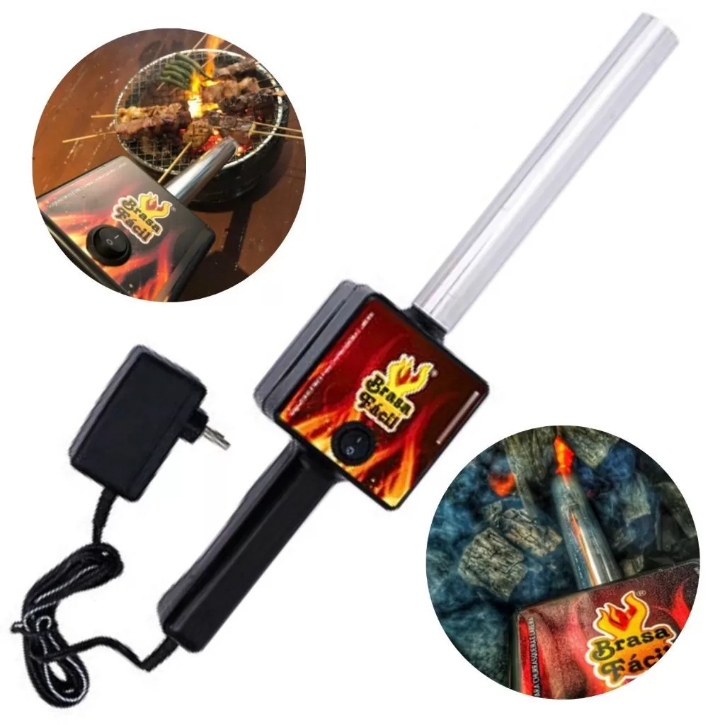 Soprador Acendedor Elétrico De Carvão Churrasqueira Lareira Forno Pit Brasa Fácil