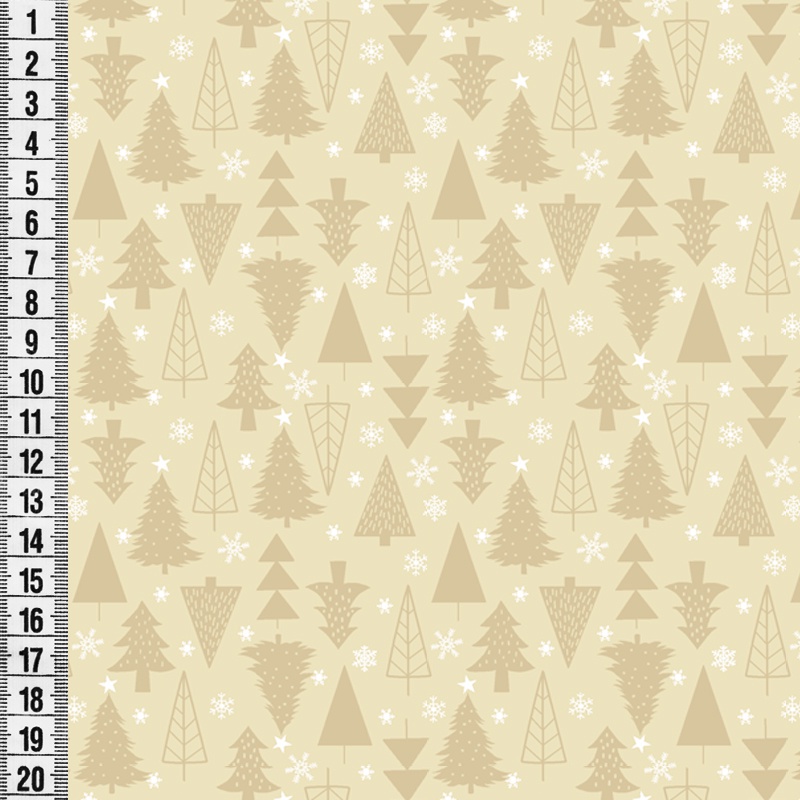 Tricoline Estampado Árvore Creme – A Partir de 50cm