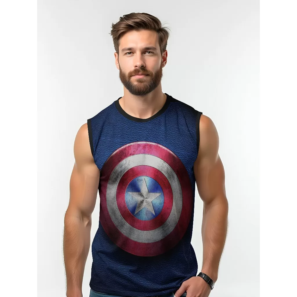 Camiseta Dry Fit Masculina UV 50+ Escudo Capitão Estampada Academia Corrida Treino Casual