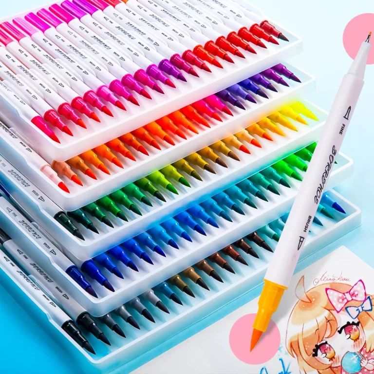 100 Cores Canetas Coloridas Cabeça Dupla Pontas c