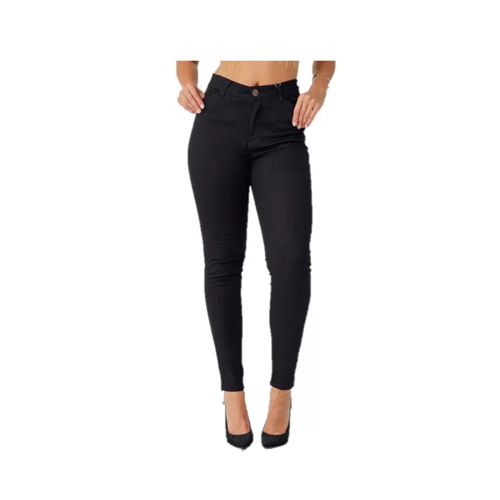 Calça Jeans Feminina Cigarrete Modeladora Preto Vivan 1080