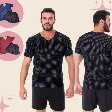 Pijama De Liganete Short E Blusa Manga Curta Confo
