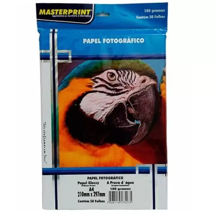 50 folhas Papel Fotográfico Glossy 180G A4 Branco