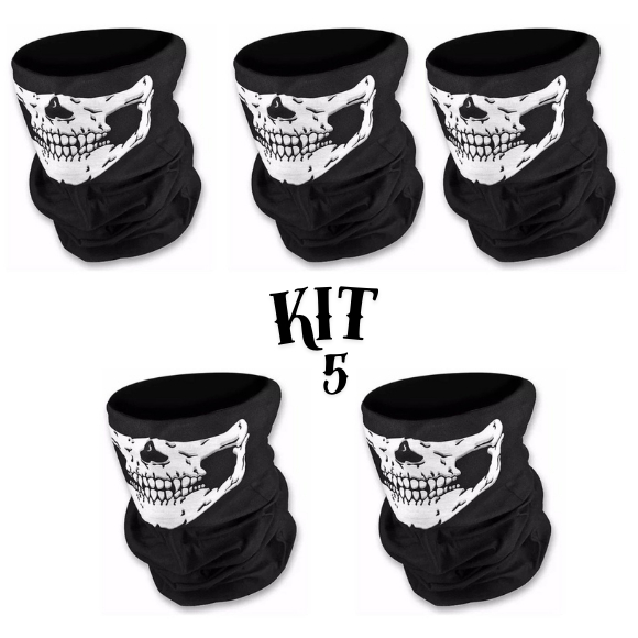 5 Unid. Balaclava Caveira Justiceiro: Gorro, Banda