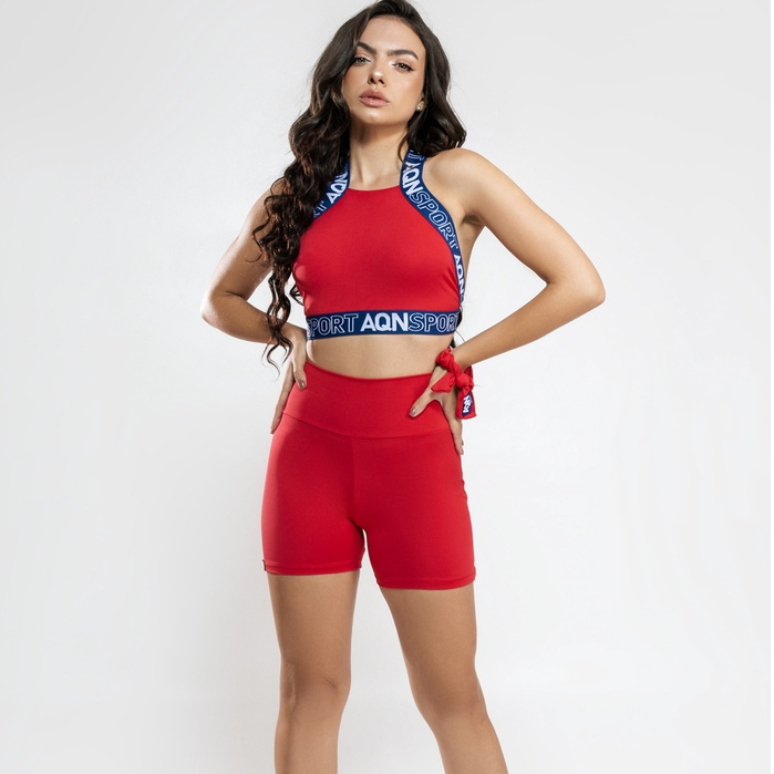 Top cruzado Vermelho feminino Fitness Feminino Aca