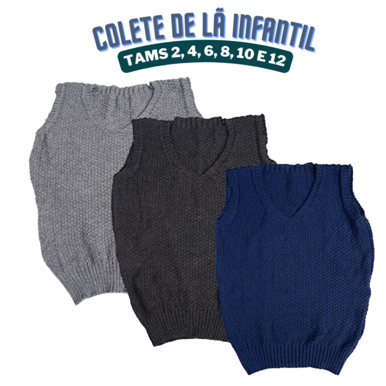 COLETE de Lã infantil Tricot de Qualidade de 2 a 