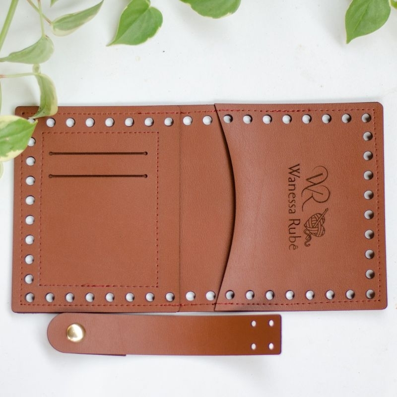 kit Fundo para carteiras para crochê 13x23cm couro sintético