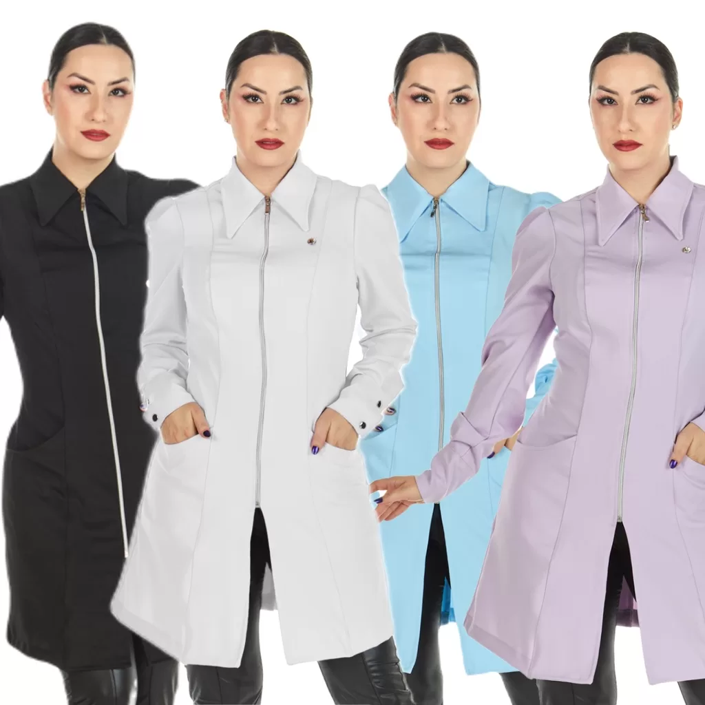 Jaleco Feminino Alfaiataria BORDADO Profissional Esteticista Farmacêutica Dentista Salão de Beleza N