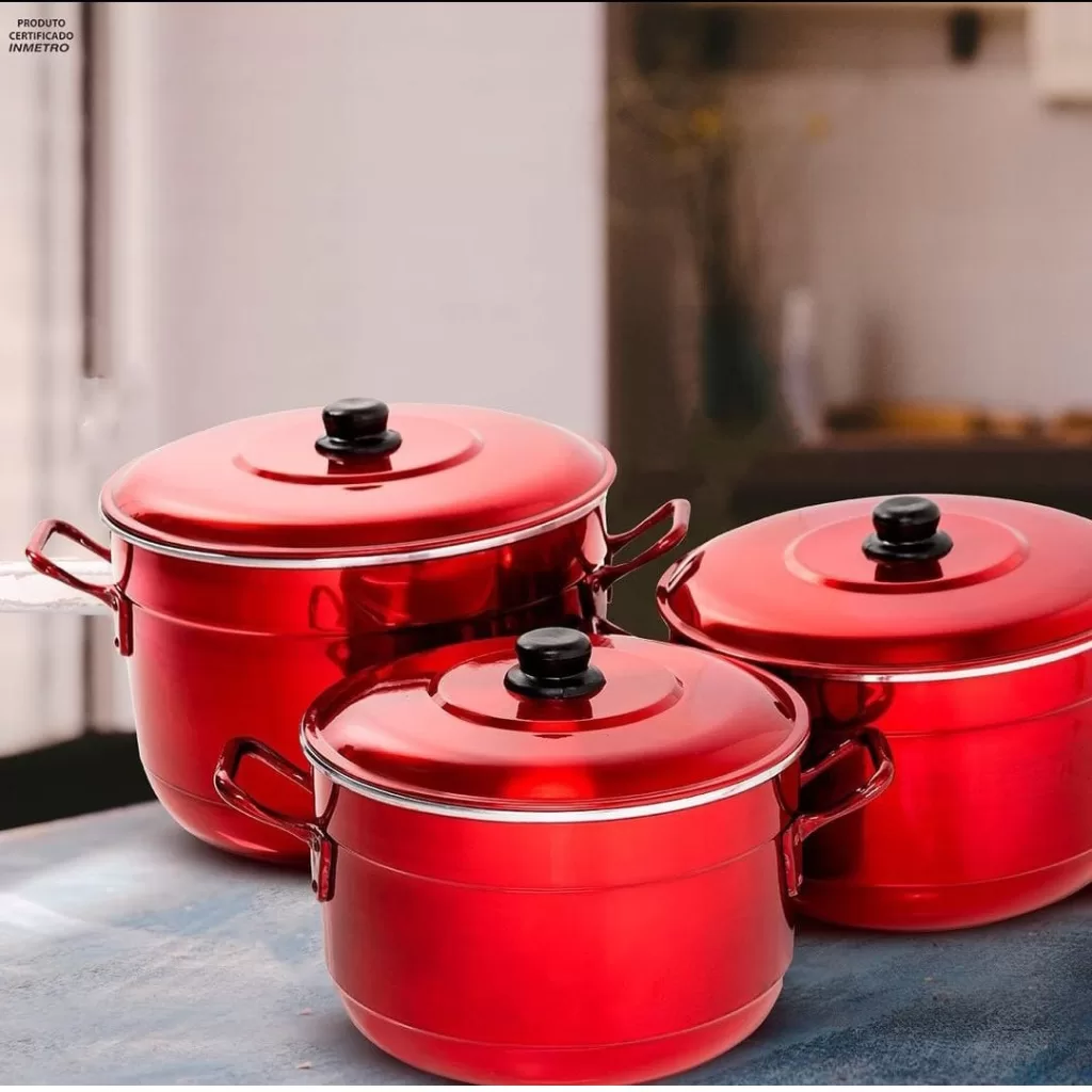 Jogo De Panelas 3 Caçarola Alumínio N 26 28 30 Kit 3 Peças Linha Hotel Restaurante Bares Escolas Fei