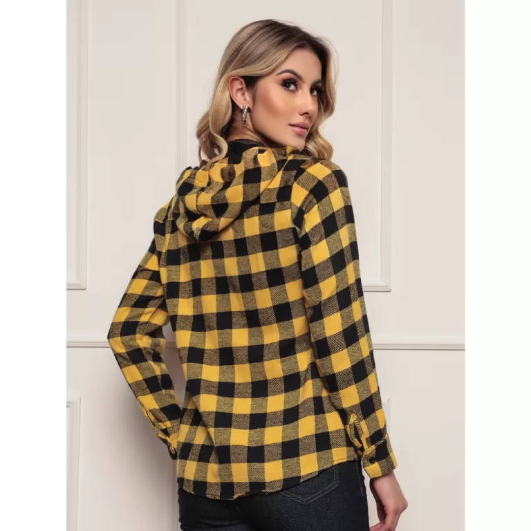 Camisa femininas xadrez blusinha blusas feminina Q