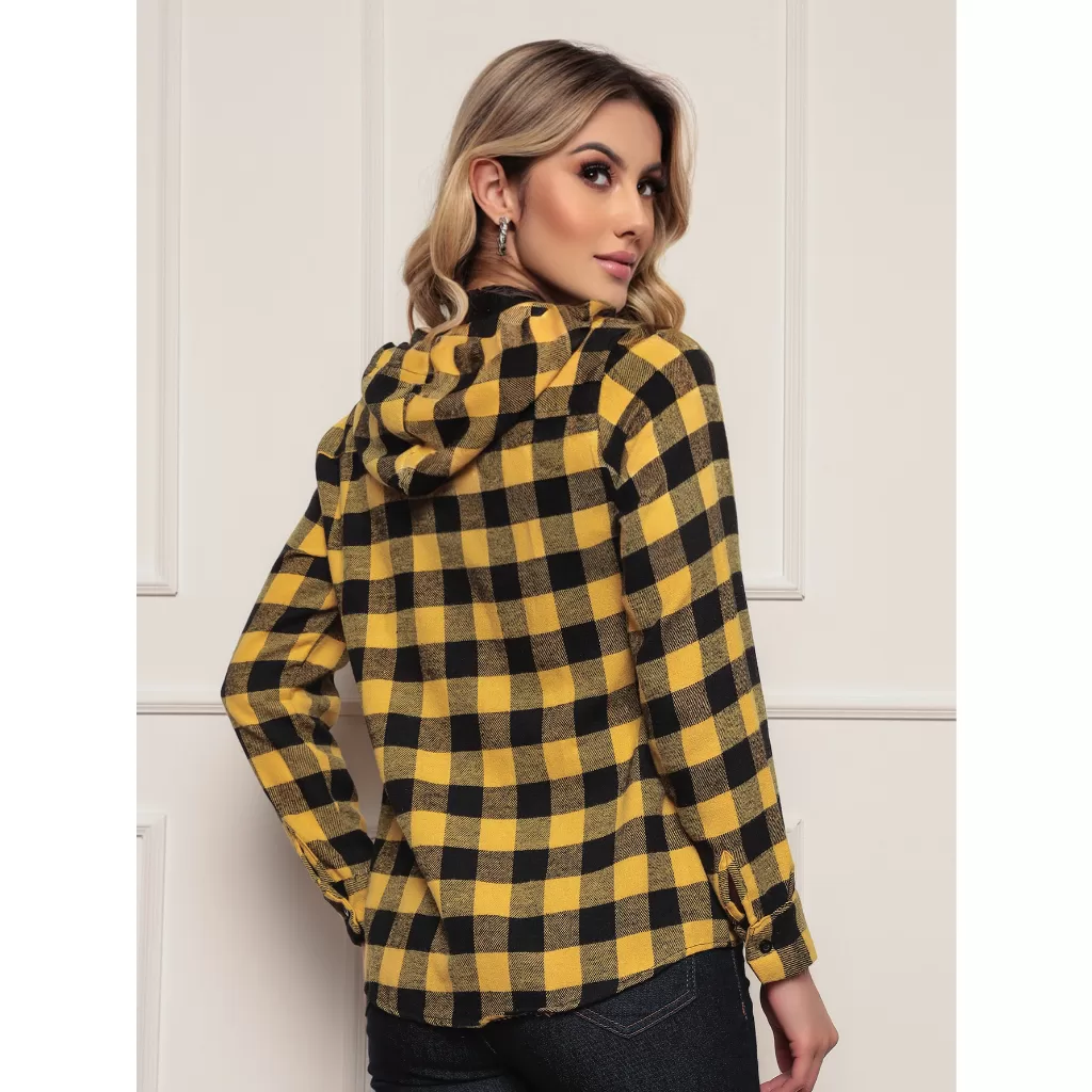 Camisa femininas xadrez blusinha blusas feminina Quadriculado