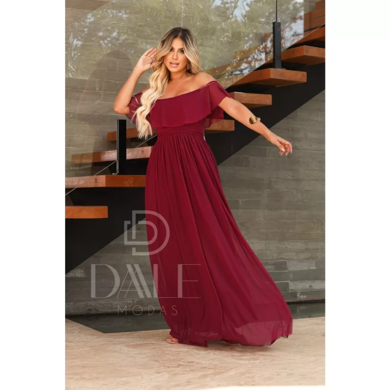 Vestido Longo feminino Ombro A Ombro Modelo Para F